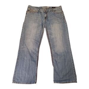 Seven 7 Boot Cut Men's Jeans 40x32 Light Distress Flap Pockets